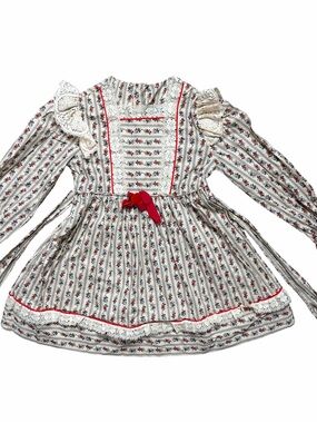 Vintage 70s Kids Cinderella Floral Prairie Dress Cottage Prairie size 5